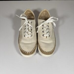UGG Linen Canvas Lace-Up Espadrille Sneakers Women's Size 9 Cream‎ Beige